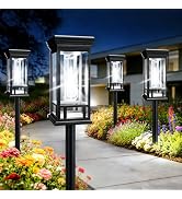 12 Pack Bright Solar Garden Lights, Solar Pathway Lights Outdoor Waterproof | Auto On/Off, Solar ...