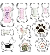 Dog treats Cutters Set 11 Pieces,5 Dog Bone 3 Footprint 2 Dogs 1House Dog Cookie Cutter sets Diff...