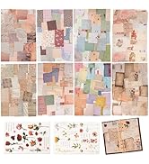 517 Pcs Vintage Scrapbook Paper,Scrapbook Supplies Stickers,Journaling Supplies Include 37 Pcs Fl...