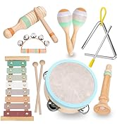 Raimy Musical Instruments Set - Neutral Colors Wooden Montessori Toys Percussion Music Modern Boh...