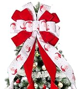 Christmas Tree Topper Christmas Wreath Bow, 48 * 13 inches Tree Toppers Bow withSanta Claus Patte...