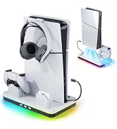 Cooling Station for PS5 Slim Console (Disc & Digital), Mytrix PS5 Slim Stand with Fast Controller...