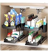 ARSTPEOE Double Sliding Under Sink Organizers and Storage,Two Tier Bathroom Storage and organizat...