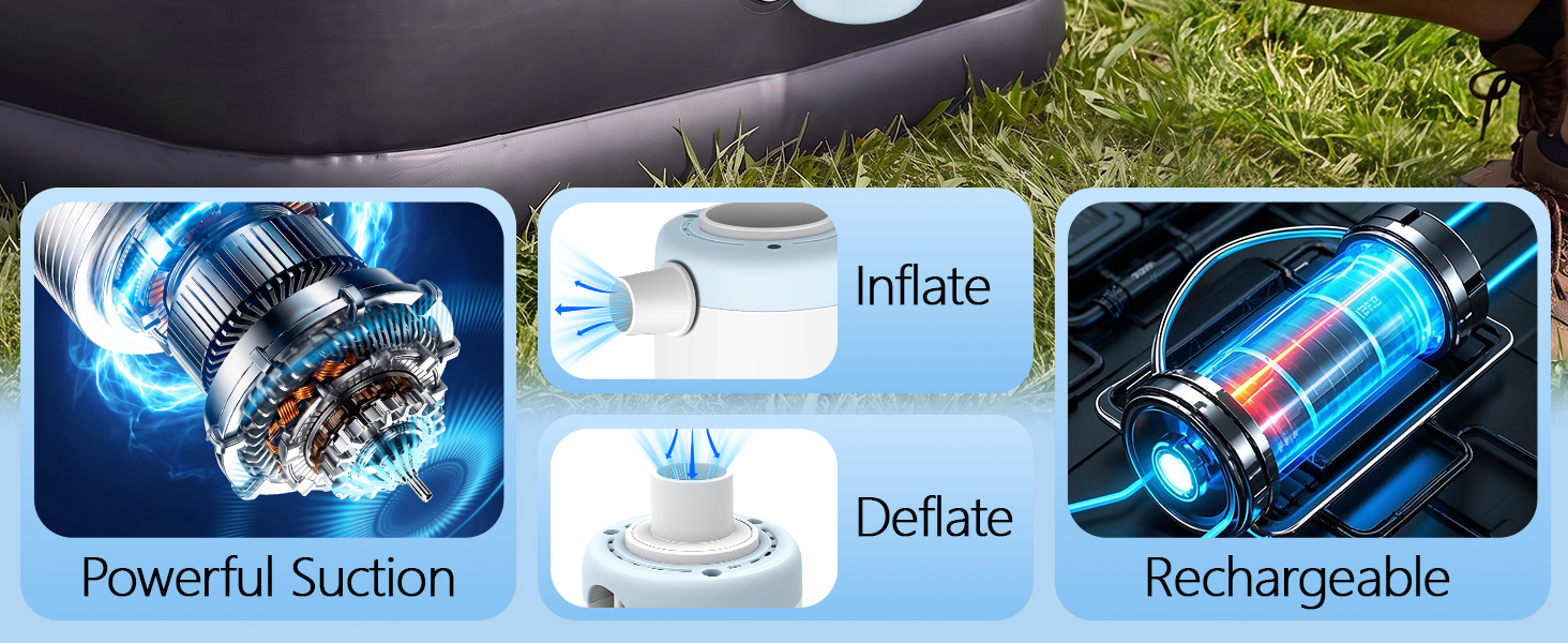 Air Pump for Inflatables Inflate Deflate for Air Mattress Portable Air Pump