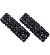 Black Rhinestone Hair Clips for Styling - 2Pcs Metal Alligator Hairpins Bling Crystal Hair Barret...