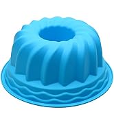 Alimat PluS Silicone Cake Pan 9 Inch - Nonstick Round Fluted Cake Mold 6 Cup - Tube Cake Pan Sili...