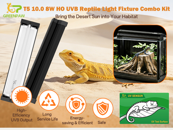GREENPAW professional Reptile Habitat Lighting for Bearded Dragons Tortoises and Desert Species.