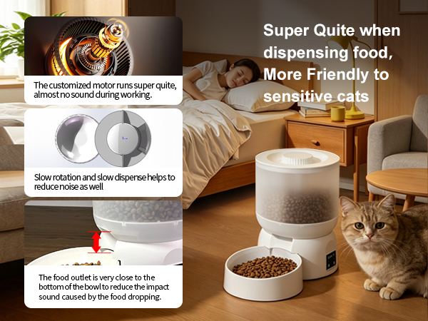 Darlipet auto cat feeder works super quite when dispense food