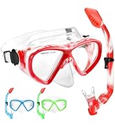 Kids Snorkel Set Dry Top Snorkeling Gear for Kids Youth Boys Girls Junior Age 5-15,Tempered Glass...