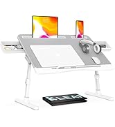 KLEAR Foldable Laptop Bed Tray Desk with Extral Drawstring Bag, Adjustable Bed Table with Heights...