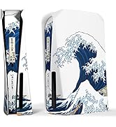 eXtremeRate eXcover The Great Wave Top Bottom Cover Compatible with ps5 Console Disc Edition, Rep...
