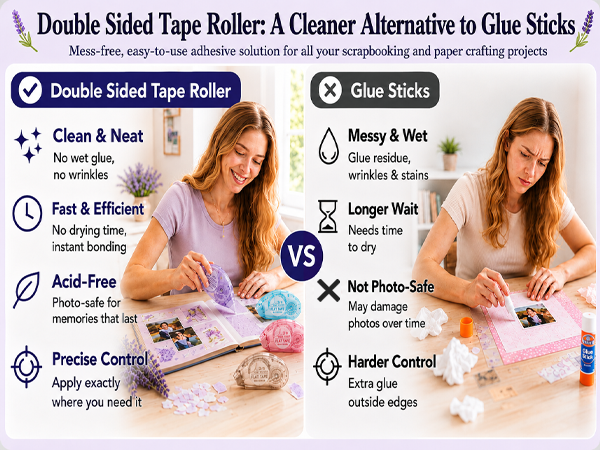 Double sided tape roller as a cleaner alternative to glue sticks