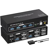 ATLAHET Displayport KVM Switch 2 Monitors 2 Computers 8K@60Hz 4K@120Hz Dual Monitor USB 3.0 KVM S...