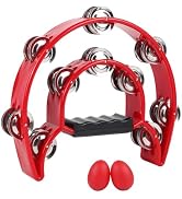 Tambourine Musical Instrument for Adults - 10 Inch Tambourines Half Moon with Egg Shakers Double ...