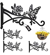 KEHOUXRE 4 Pcs Plant Hangers Outdoor,9 inch Metal Hanging Plant Bracket with Butterfly Pattern,He...