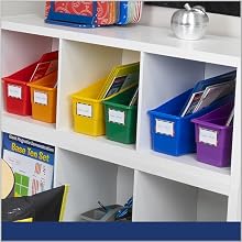 Really Good Stuff Durable Book And Binder Holders - 12-Pack Rainbow shown in classroom