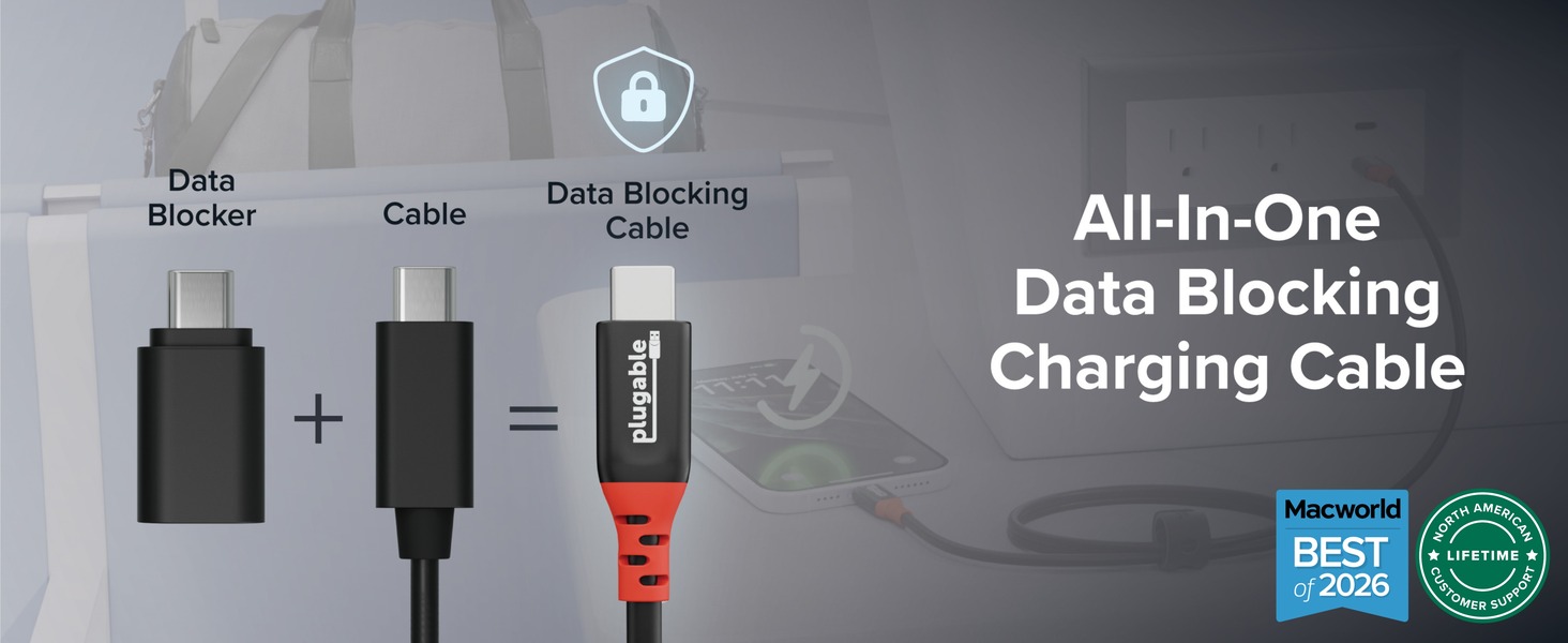 Data blocker plus cable equals data blocking USB C power cable