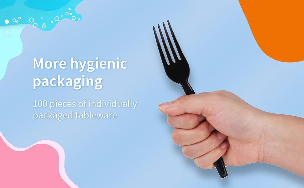 Disposable black fork more hygienic packaging 100 pieces of individually packaged tableware