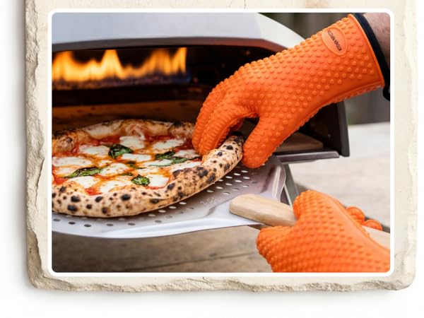 KITCHEN PERFECTION Silicone Pizza Oven Gloves -Extreme Heat Resistant Gloves