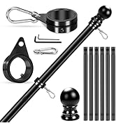 Flag Pole for Outside House Porch Wall Mount, REERON 7 FT No Tangle Stainless Steel Spinning Flag...