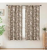 Aiyufeng Taupe Floral Curtains for Living Room Bedroom 63 Inches Long, Elegant Flower Print Patte...