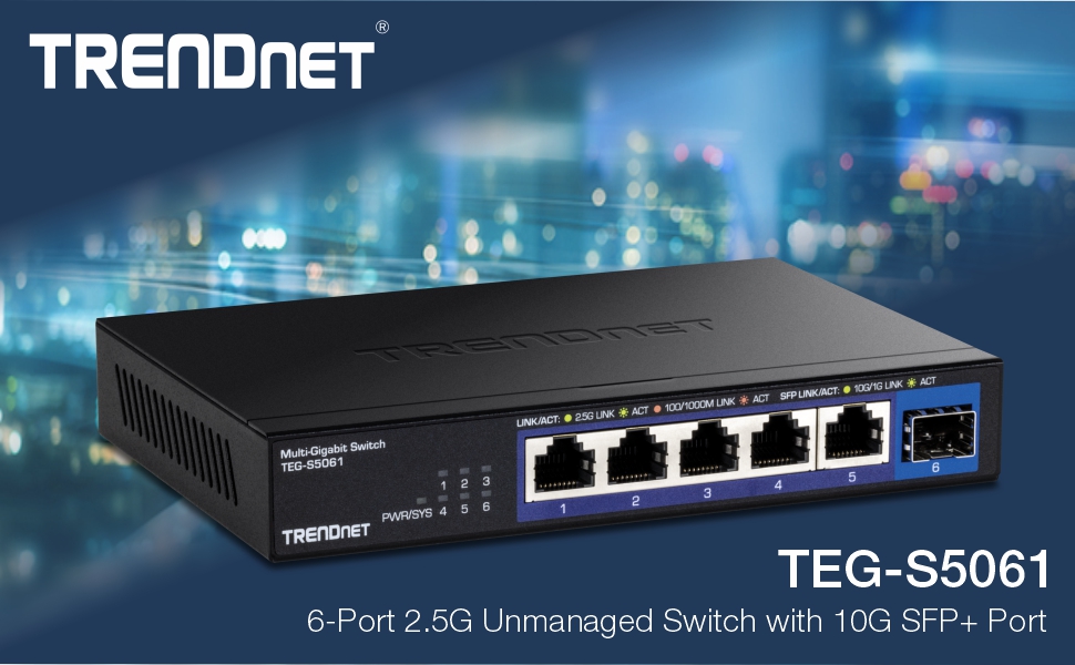6-Port Unmanaged 2.5G Switch with 10G SFP+ Port