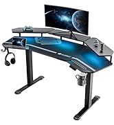 EUREKA ERGONOMIC Music Studio Desk Standing Gaming Desk Adjustable Height LED 63" Wing Shaped Sit...