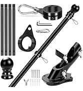 REERON House Flag Pole, 5 FT Metal Spinning Flag Poles Kit, 1" Tangle Free Stainless Steel Flagpo...