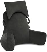 Unisakey Portable Reading Pillows with Headrest for Bed Sitting Up(Grey Oeko-Tex), Velvet Back Pi...