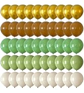 CVPARTYON Sage Green Brown Balloons 55 pcs 12 Inch Sage Avocado Green Sand White Metallic Gold La...