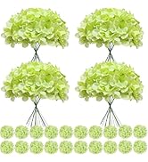 Cherica 100 Pcs Faux Green Hydrangea Artificial Flowers Bulk, Fake Silk Hydrangea Flowers Heads w...