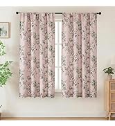Aiyufeng Light Pink Floral Curtains for Living Room Bedroom 63 Inches Long, Elegant Flower Print ...