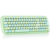Mosptnspg Wireless Bluetooth Typewriter Keyboard, 100 Keys Retro Round Keycap Colorful Mechanical...