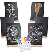 Small Chalkboard Signs, Double Side 6 x 9 Inch Wooden Tabletop Chalkboard Sign with Base Stands -...