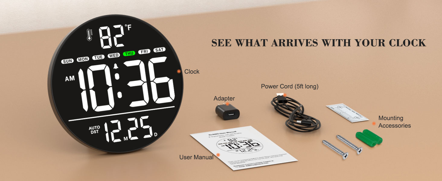 digital wall clock with led display
