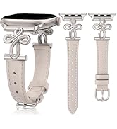 TOYOUTHS Slim Leather Band Compatible with Apple Watch Bands 42/41/40/38mm Women, Top Grain Genui...