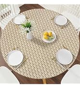 Smiry Round Picnic Tablecloth, Wipeable Flannel Backed Vinyl Tablecloths for 45" - 56" Tables, Wa...