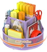 Docnest Mesh 360 Degree Rotating Pen Holder with 6 Compartment,Metal Pencil Cup Art Supply Storag...