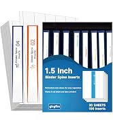 gisgfim 20 Sheets Binder Spine Inserts 1-1/2 Inch Spine Width White Binder Labels 92LB Printable ...