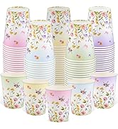 100 Pack Floral Paper Cup, 9Oz Tea Party Cups Disposable Wildflower Paper Cups, Drinking Cup for ...