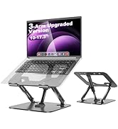 Hnfrwd Adjustable Laptop Stand for Desk, Portable Laptop Riser with 3 Support Arms, Super Sturdy ...