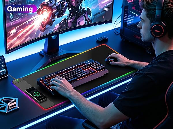 RGB Gaming Mouse Pad with Wireless Charging