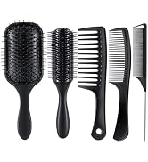 SALONSILK 5PCS Hair Brush Comb Set, Women Men Paddle Styling Hair Brushes Wide Fine Tooth Combs, ...