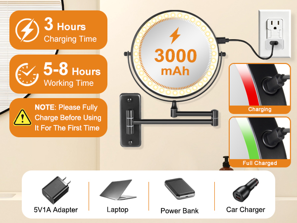 rechargeable makeup mirror
