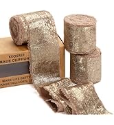 KEOSREE Light Brown Silk Chiffon Ribbon,Frayed Shimmery Silk Ribbon for Bridal Flower Bouquet Chr...