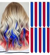 LADYAMZ Colored Hair Extensions 10 PCS, Colorful Christmas Party Highlights Clip in Synthetic Hai...