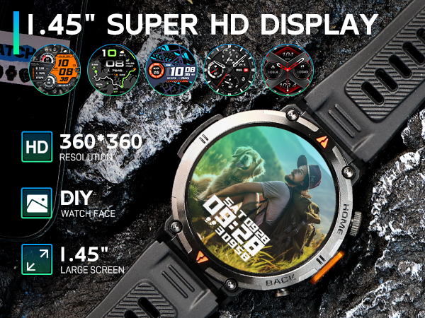 Military Smart Watches for Men 3ATM Waterproof (Built-in GPS) with Call/LED Flashlight