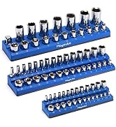 Mayouko 3 Pieces Metric Magnetic Socket Organizer, 1/4 Inch, 3/8 Inch, 1/2 Inch, Magnetic Socket ...