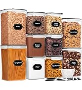 Skroam Large Airtight Food Storage Containers with Lids, 10 Pack Cereal Containers Storage Set - ...