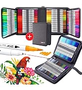 100 Colors Duo Tip Brush Markers Pens , ZSCM Colored Pens Watercolor Art Markers Fineliner Callig...